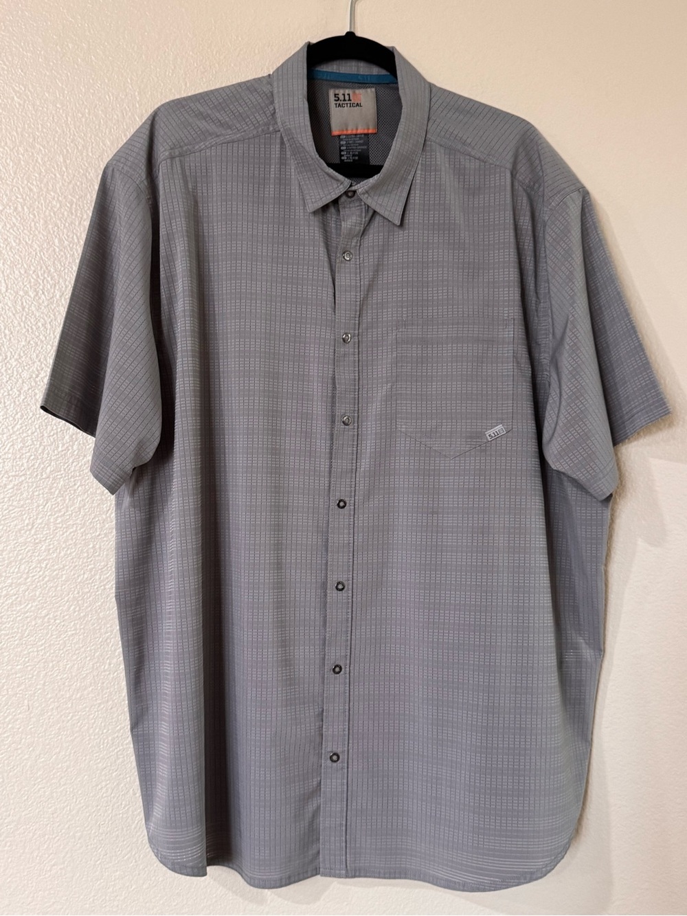 5.11 Tactical Aerial SS Shirt Men's 2XL Storm Gray Grid